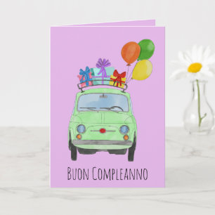 Italian Birthday Retro Fiat 500 Card