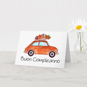 Italian Birthday Retro Fiat 500 Card