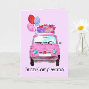 Italian Birthday Retro Fiat 500 Card