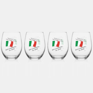 Italian Blood Flows My Veins Sometimes Wine Stemless Wine Glass