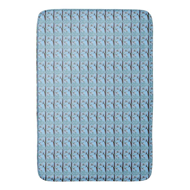 Italian Blue Mermaid Motif Art Print Bath Mat (Front Vertical)