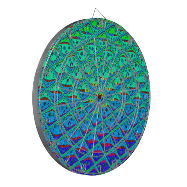 Italian Blue Mermaid Motif Art Print Dartboard (Front Left)