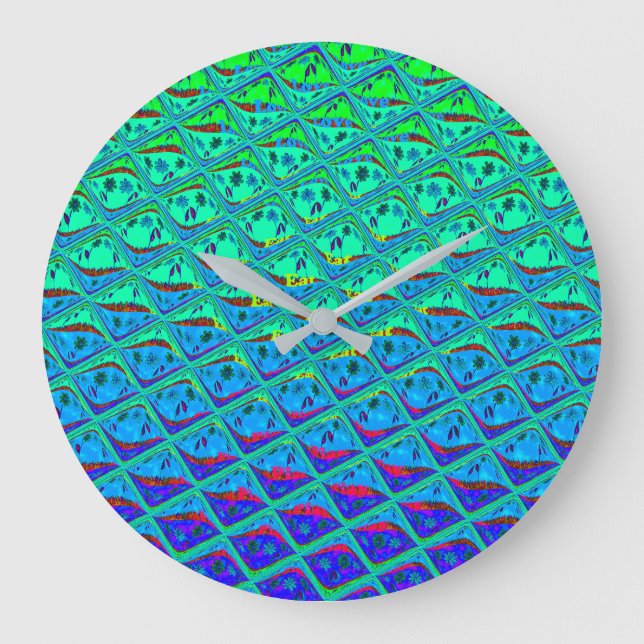 Italian Blue Mermaid Motif Art Print Large Clock (Front)