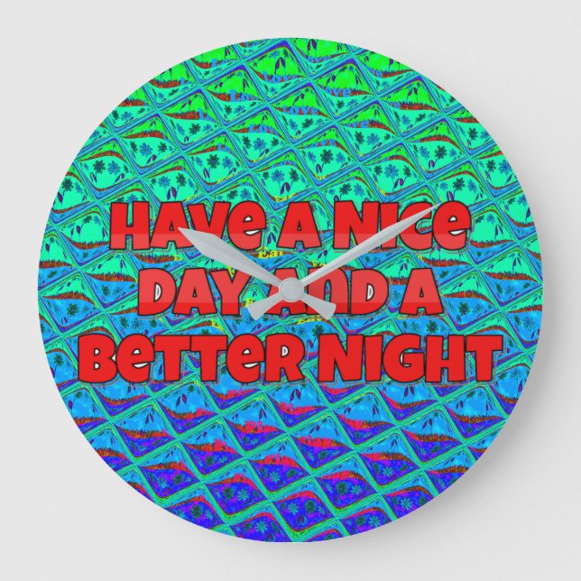 Italian Blue Mermaid Motif Art Print Large Clock (Front)