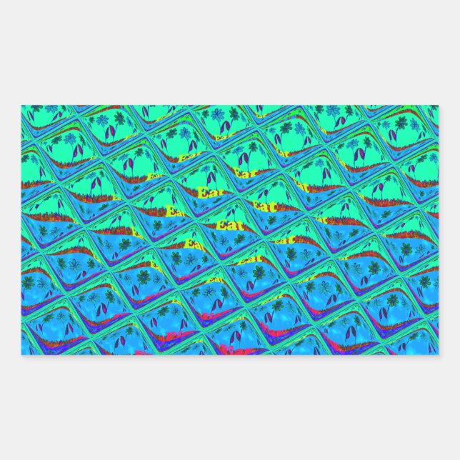 Italian Blue Mermaid Motif Art Print Rectangular Sticker (Front)