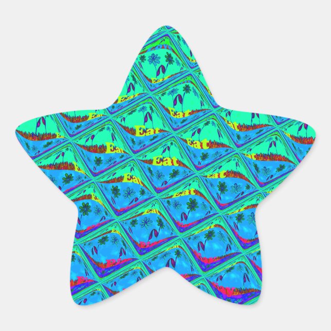 Italian Blue Mermaid Motif Art Print Star Sticker (Front)