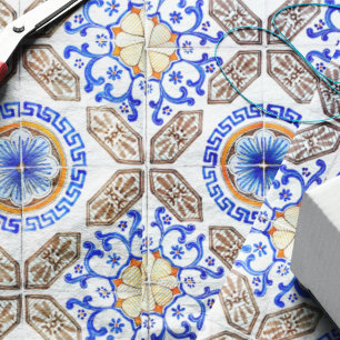 Italian Blue Mosaic Tissue Paper