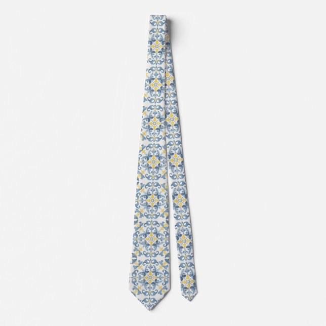 Italian Blue Tile Lemon Tie (Front)