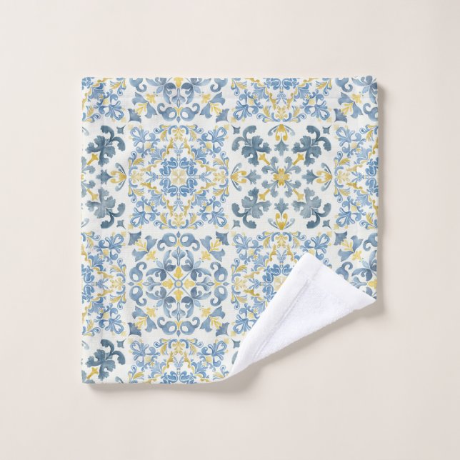 Italian Blue Tile Lemon Wash Cloth (Wash Cloth)