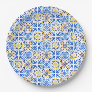 Italian Blue Tile Mamma Mia Paper Plate