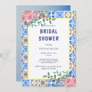Italian Blue Tile Mediterranean Bridal Shower Invitation