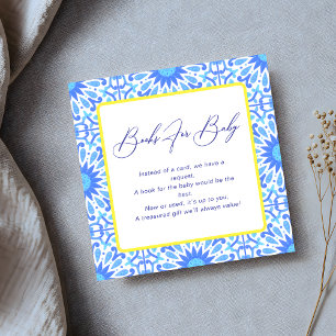 Italian Blue Tile Yellow Baby Shower Book Request Enclosure Card