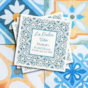 Italian Blue Tiles La Dolce Vita Bridal Shower Napkin