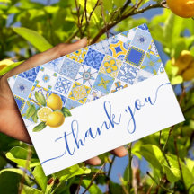 Italian Blue Tiles Lemon Summer Bridal Shower 