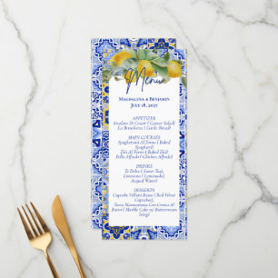 Italian Blue Tiles Lemons Amalfi Coast Wedding Menu