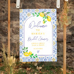 Italian blue tiles watercolor lemon bridal welcome poster<br><div class="desc">Our Italian-Mediterranean inspired blue ceramic tile pattern paired with cheerful hand painted yellow green watercolor lemons creates a fresh and modern bridal shower welcome sign that's sure to impress! Featuring a modern arch shape and elegant brush script. Impress your guests with this trendy and unique design that will have everyone...</div>