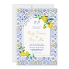 Italian blue tiles watercolor lemon photos wedding