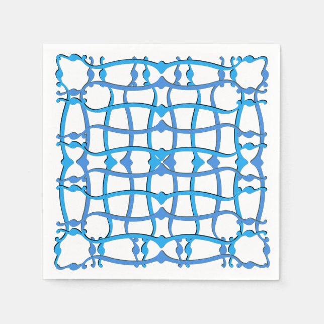 Italian blue turquoise tile ornaments party villa napkin (Front)