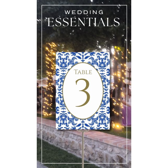 Italian Blue Wedding Table Number  (Creator Uploaded)