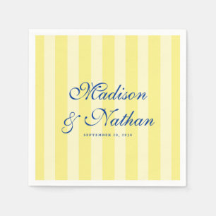 Italian Blue & Yellow Striped Wedding Custom Napkin