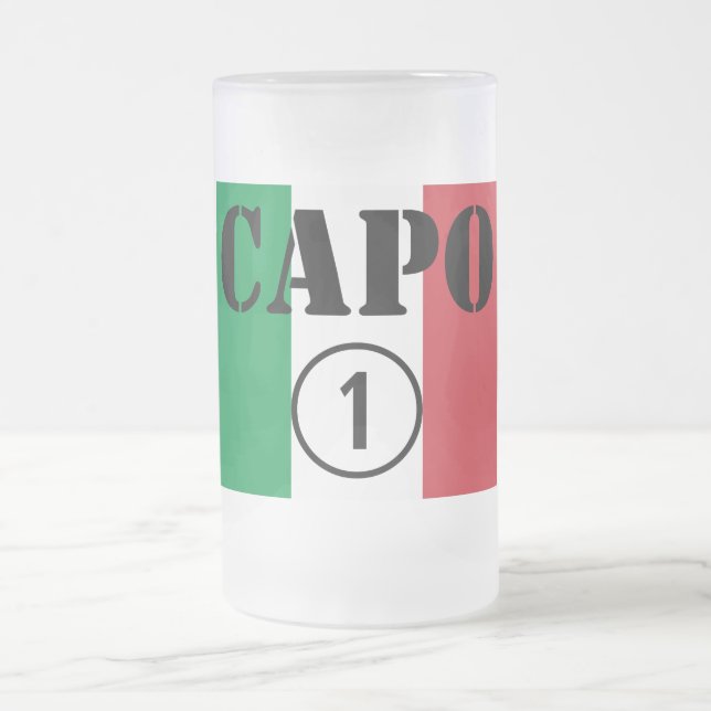Italian Bosses : Capo Numero Uno Frosted Glass Beer Mug (Center)