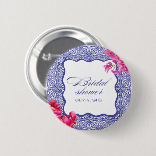 Italian bougainvillea bridal shower 6 cm round badge