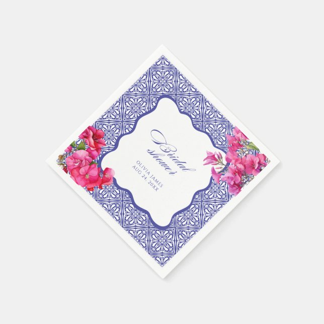 Italian bougainvillea bridal shower napkin (Corner)