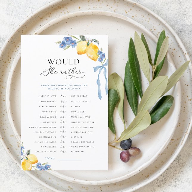 Italian Bow & Lemons Bridal Would She Rather Game (Creator Uploaded)