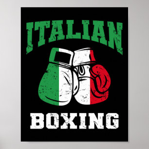 Italian Boxing Gloves Italy Flag Boxing Team Itali Poster