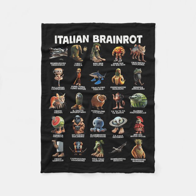 Italian Brain Rot Italian Brainrot Funny Memes _1  Fleece Blanket (Front)