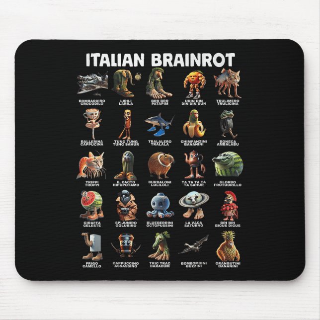 Italian Brain Rot Italian Brainrot Funny Memes _1  Mouse Mat (Front)