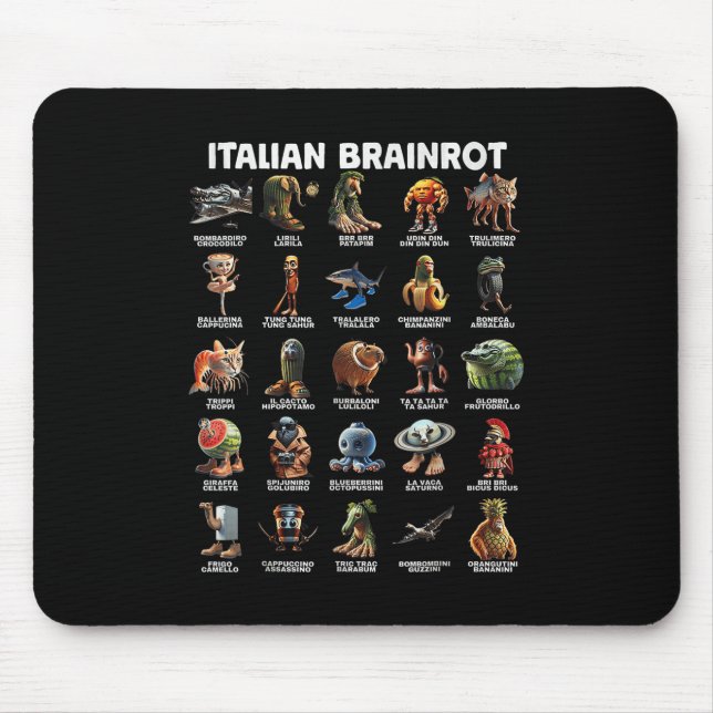 Italian Brain Rot Italian Brainrot Funny Memes _2  Mouse Mat (Front)