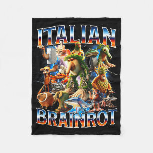 Italian-brainrot ai generated animals gen z men fleece blanket