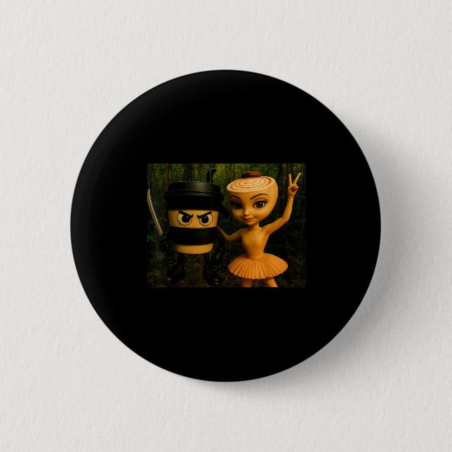 Italian Brainrot Ballerina Cappuccina Cappuccino I 6 Cm Round Badge (Front)