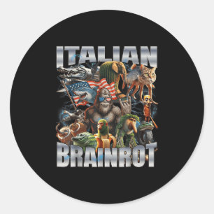 Italian Brainrot Big Meme 4th Of July Flag Foot _3 Classic Round Sticker