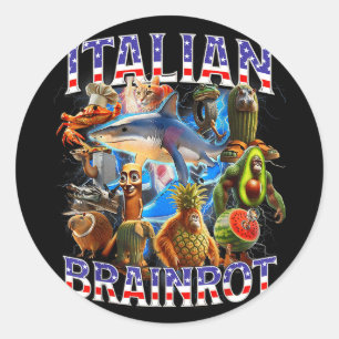 Italian brainrot big meme 4th of july flag foot classic round sticker