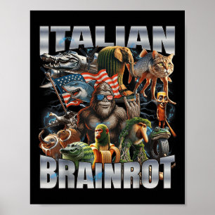 Italian Brainrot Big Meme 4th Of July Flag Foot  Poster