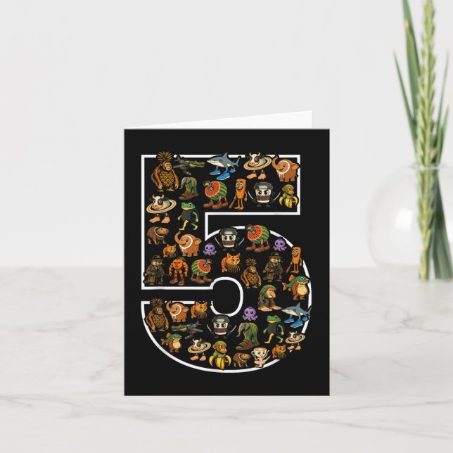 Italian Brainrot Birthday 5 Age Meme 5th Kids Boys Card (Front)