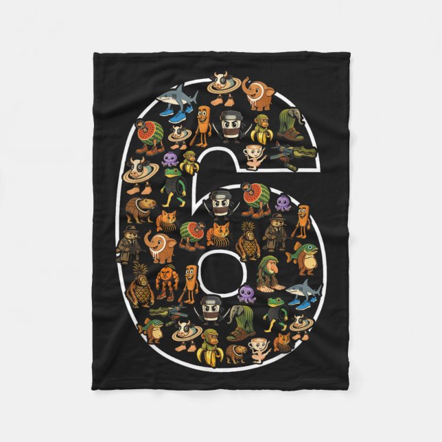 Italian Brainrot Birthday 6 Age Meme 6th Kids Boys Fleece Blanket (Front)