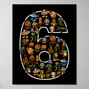 Italian Brainrot Birthday 6 Age Meme 6th Kids Boys Poster