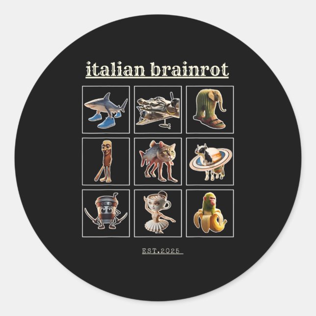 Italian Brainrot Characaters Meme Gen Z Funny Humo Classic Round Sticker (Front)