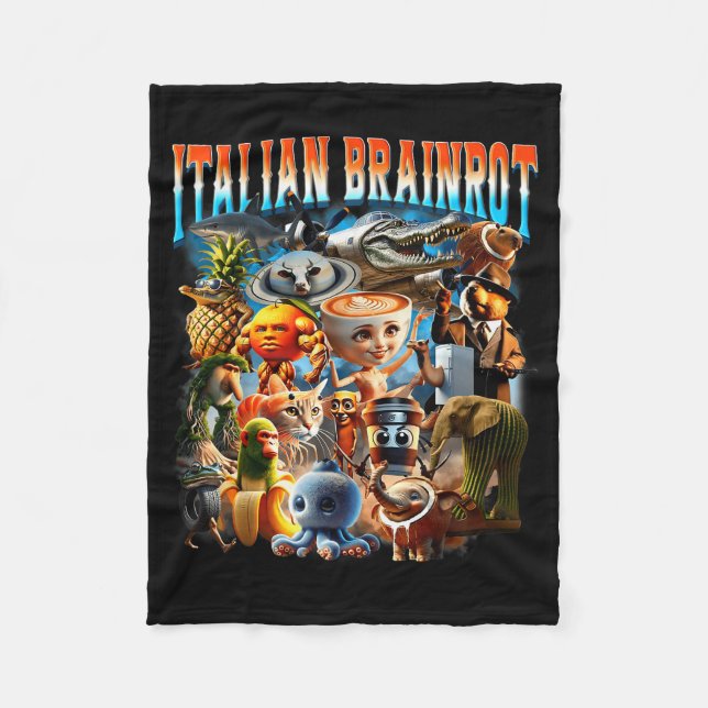 Italian Brainrot Characters Funny Meme Pular Trend Fleece Blanket (Front)
