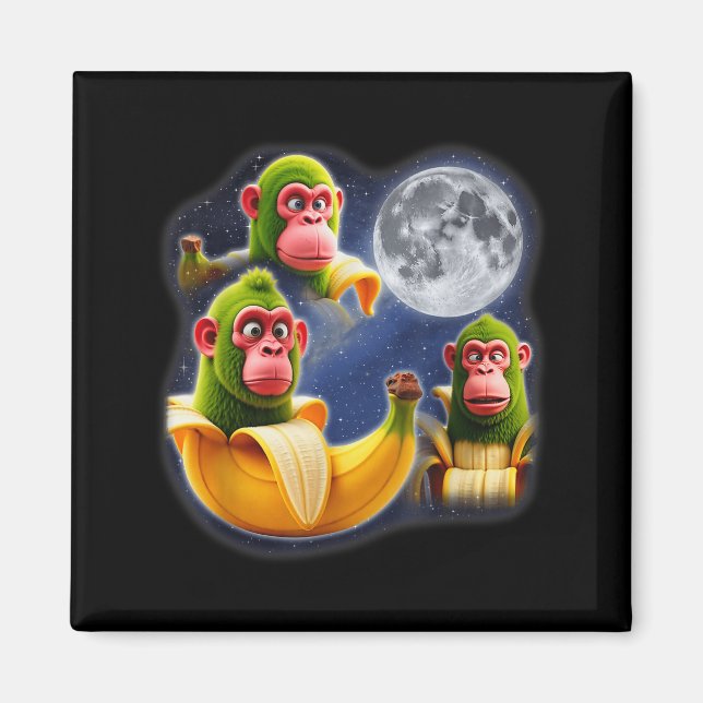 Italian Brainrot Chimpanzini Bananini 3 Moon Weird Magnet (Front)