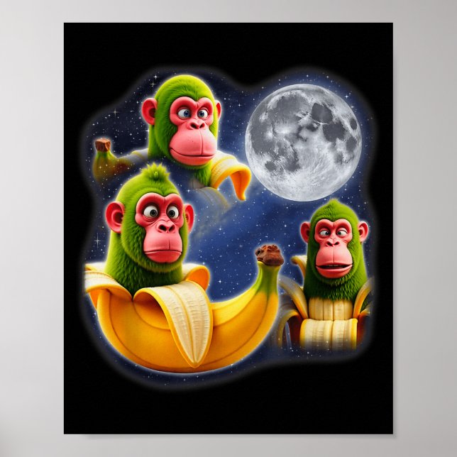 Italian Brainrot Chimpanzini Bananini 3 Moon Weird Poster (Front)