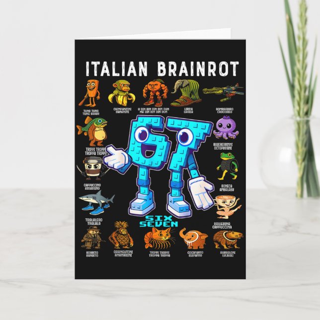 Italian Brainrot Funny 67 Meme Birthday Decoration Card (Front)