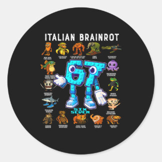 Italian Brainrot Funny 67 Meme Birthday Decoration Classic Round Sticker