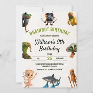 Italian Brainrot Funny Meme Kids 9th Birthday Invitation