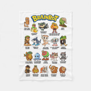 Italian Brainrot Meme Characters About Absurd Humo Fleece Blanket