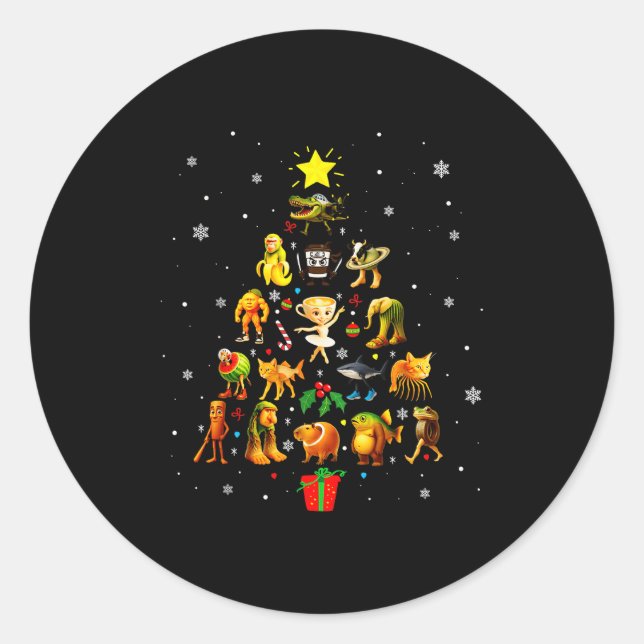 Italian Brainrot Meme Christmas Tree Brain Rot Xma Classic Round Sticker (Front)