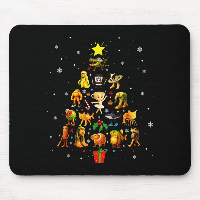 Italian Brainrot Meme Christmas Tree Brain Rot Xma Mouse Mat (Front)